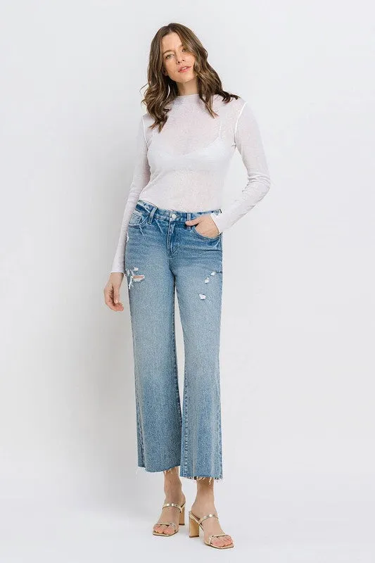VERVET by Flying Monkey Mid Rise Crop Wide Leg Jeans