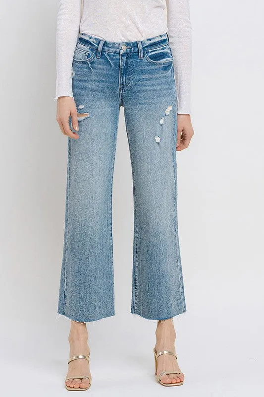 VERVET by Flying Monkey Mid Rise Crop Wide Leg Jeans