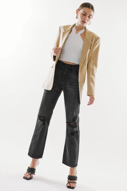 Washed Grey Straight Jeans