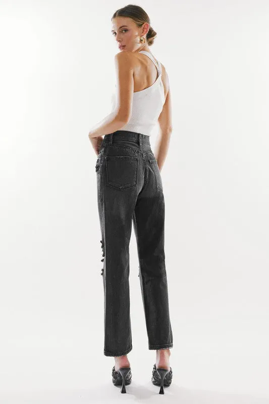 Washed Grey Straight Jeans