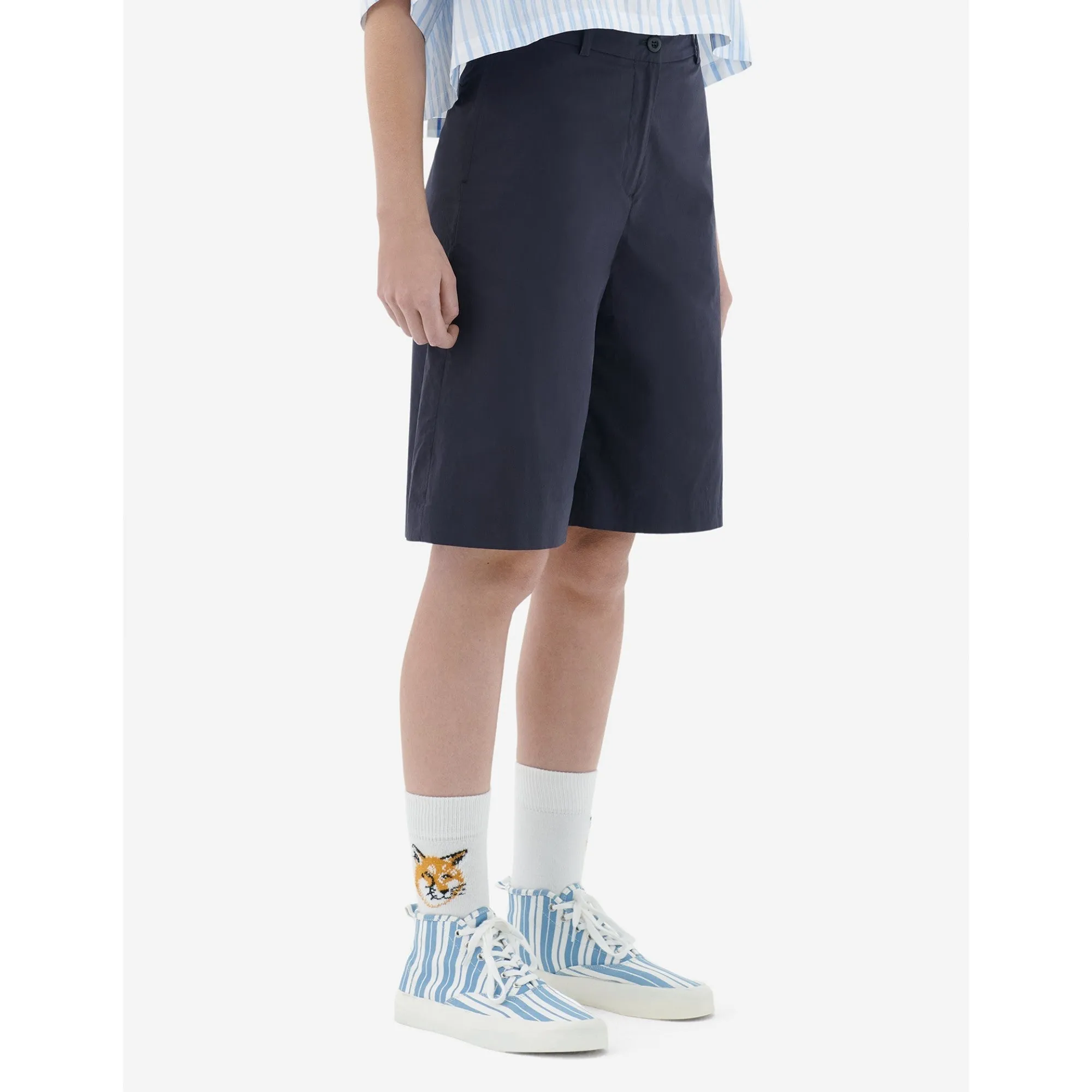 Women High Waisted Bermuda - Dark Navy