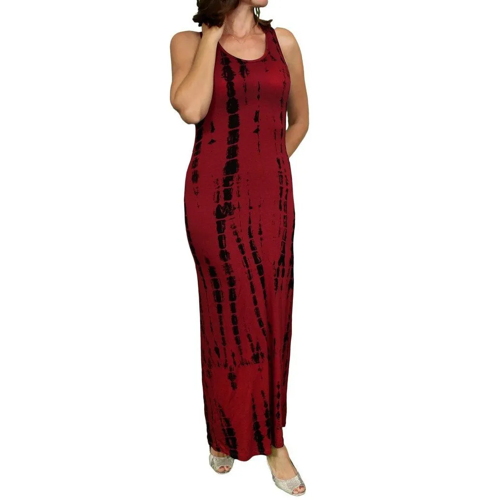 Women's Maxi Dress Tie Dye Long Sleeveless Tank