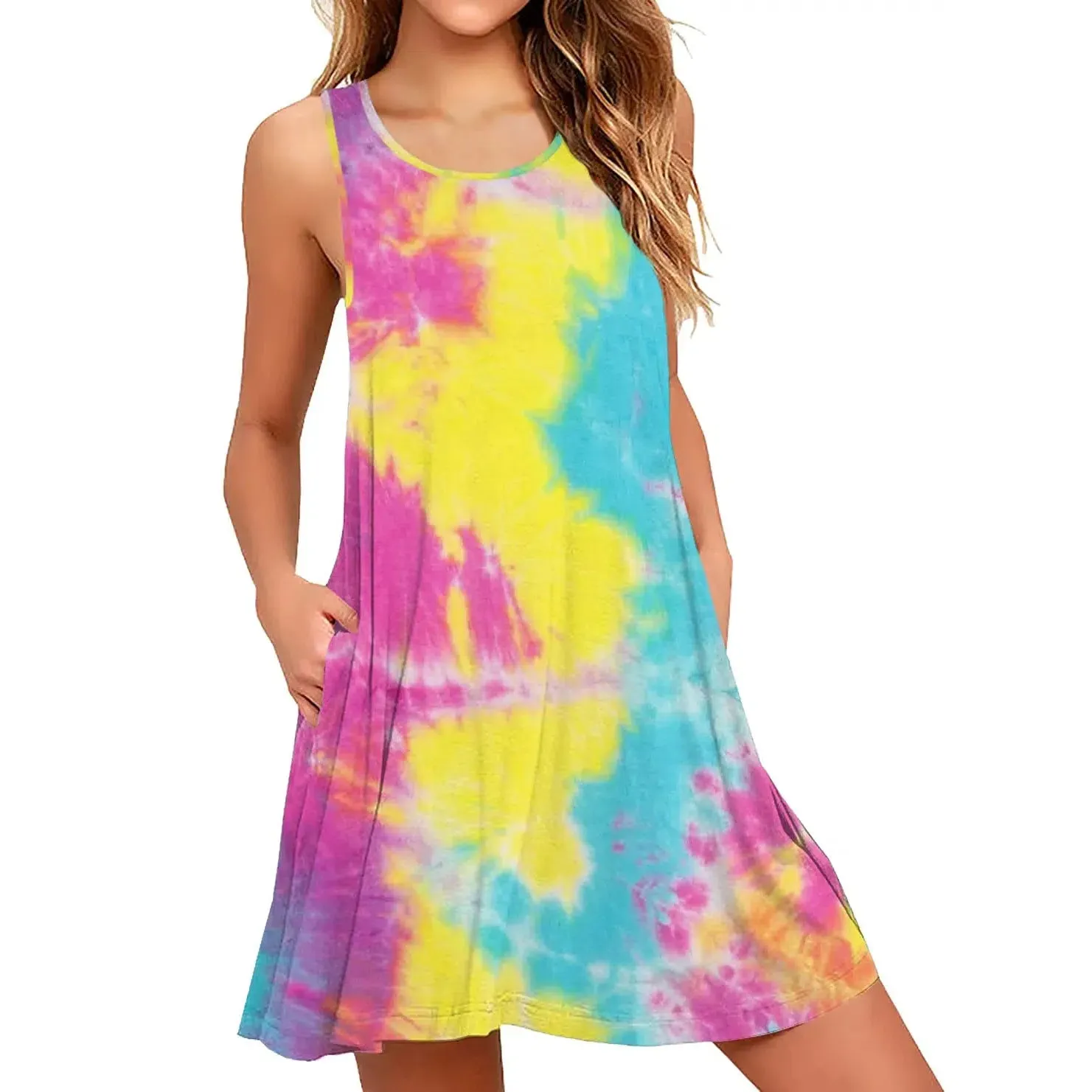 Women's Summer Fresh Floral Print Dress Sleeveless A-Line Mini