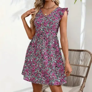 Y.KUKU Brand Printed Women Dresses Mini Tropical Floral Dress